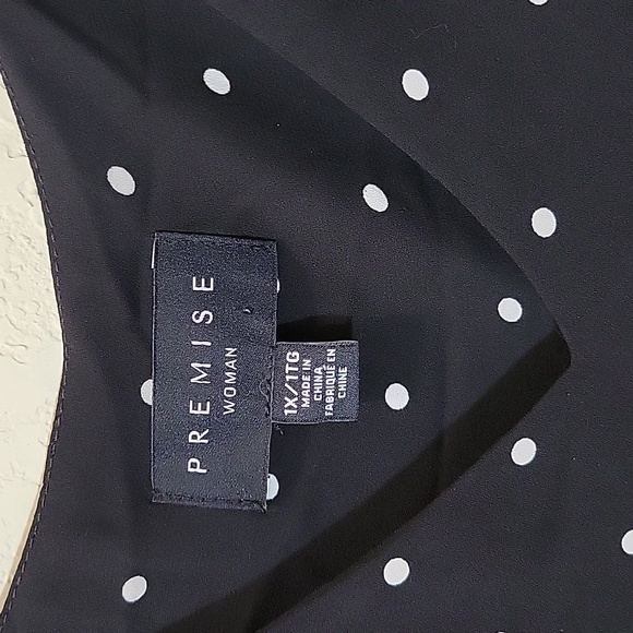 Gently Used Black and White Polka-dot Long Sleeve Top with Ruffle Sleeve - Picture 6 of 10